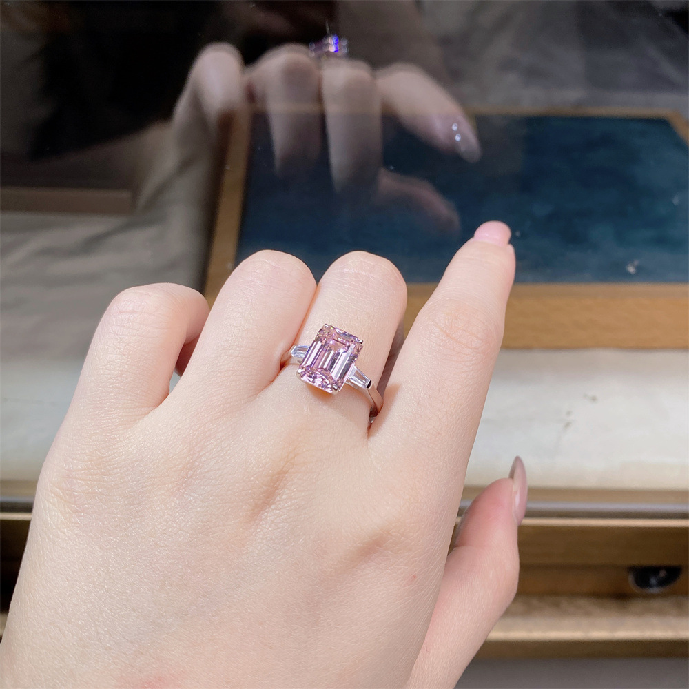 Tancise Prata Esterlina Cor Rosa Pedra Preciosa Coquetel De Noivado Anel Feminino Jóias Finas_voghion.com