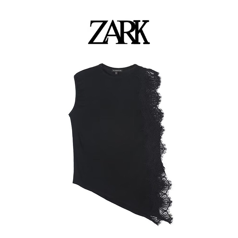 Zark European and American New Style French Resort-Style Lace Detail Sleeveless Shirt Cross-Border Foreign Trade Women's Clothing Wholesale