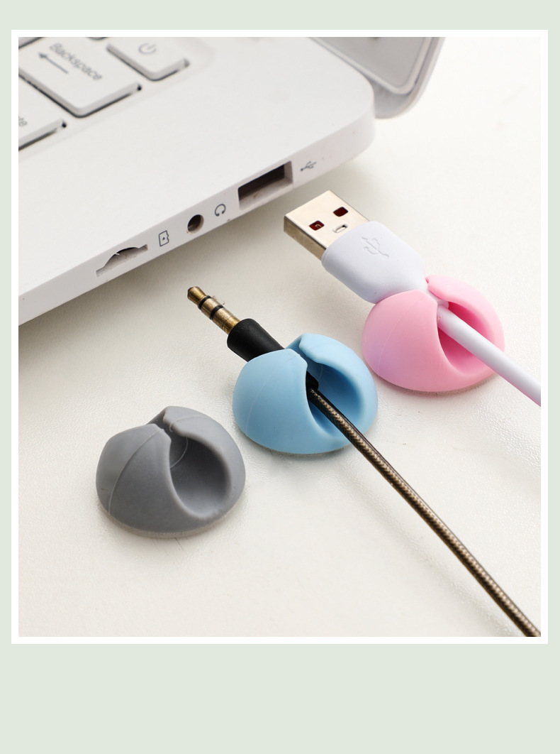 8g Weight Cable Organizer Classification TPR Material Multicolor Pattern Casual Style Desktop Data Cable Charging Cable Storage Phone Earphone Cable Office Bed Head Wall Cable Clamp Wire Holder Cord Manager