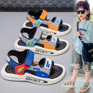 Children's Sandals Boys Soft Sole Anti-Slip 2025 Summer New Medium and Large Children's Velcro Beach Sandals Boys Summer