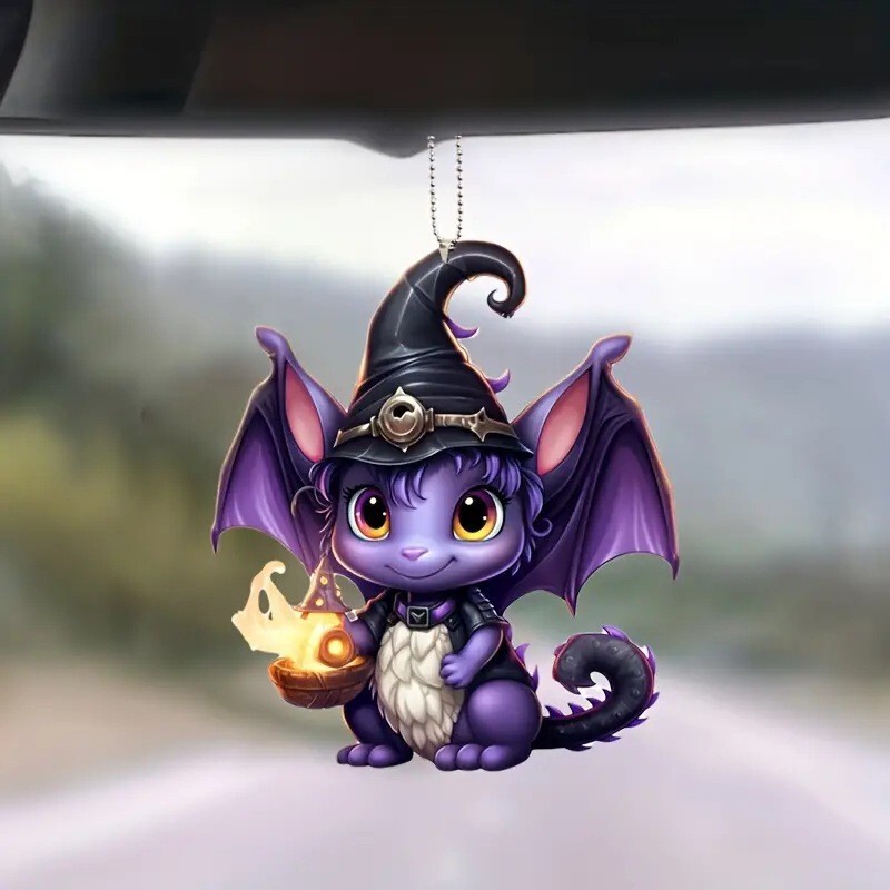 ホット販売アクリルフラットパーソナライズされたハロウィンマジックドラゴンハロウィン装飾車のバックミラーペンダント|undefined
