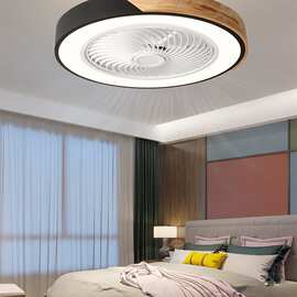 跨境吸顶风扇灯吊扇灯LED隐形餐厅吸顶灯马卡龙木艺灯具
