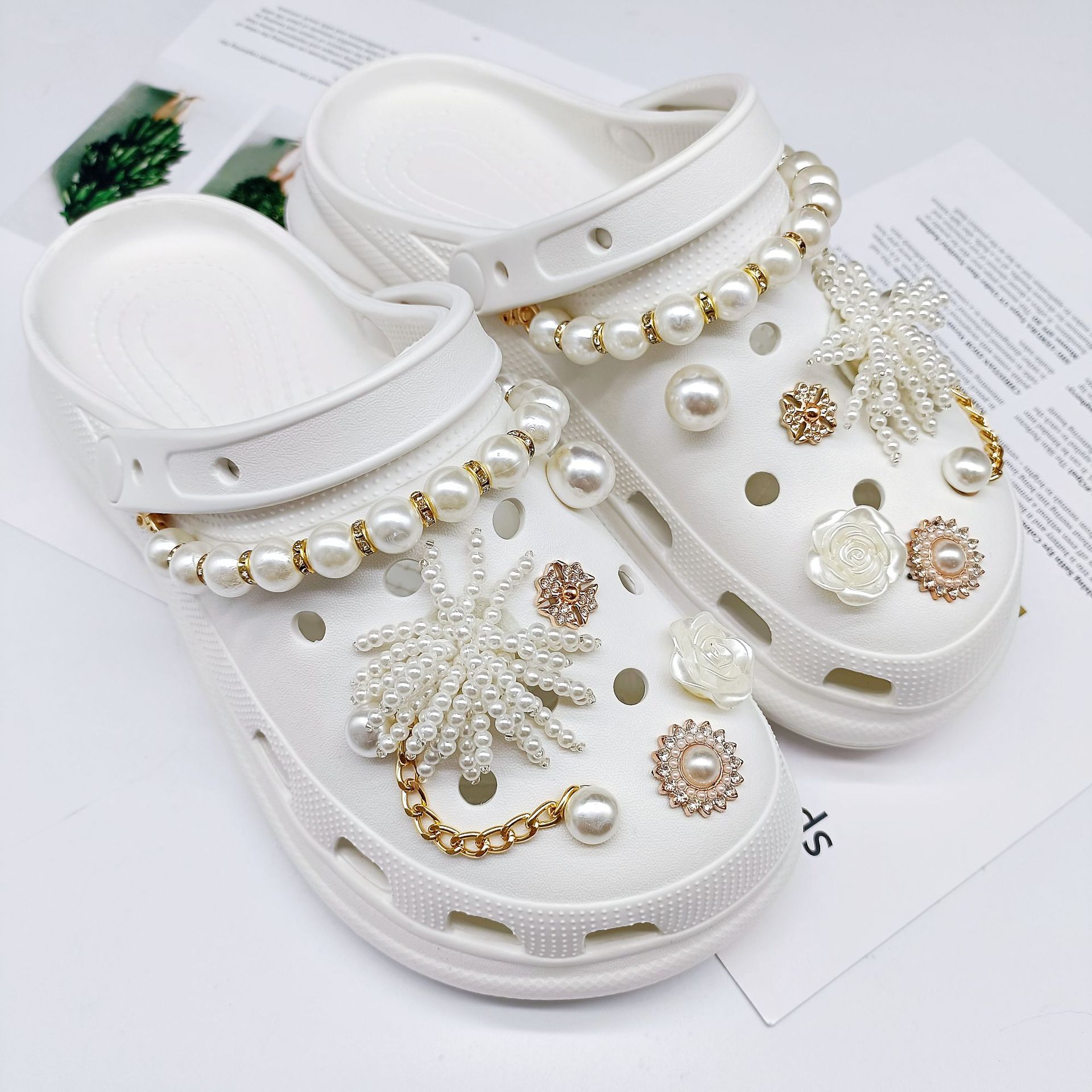 Pearl Flower Diy Eva Sandals Removable Shoe Buckle Hole Shoes Accessories display picture 4