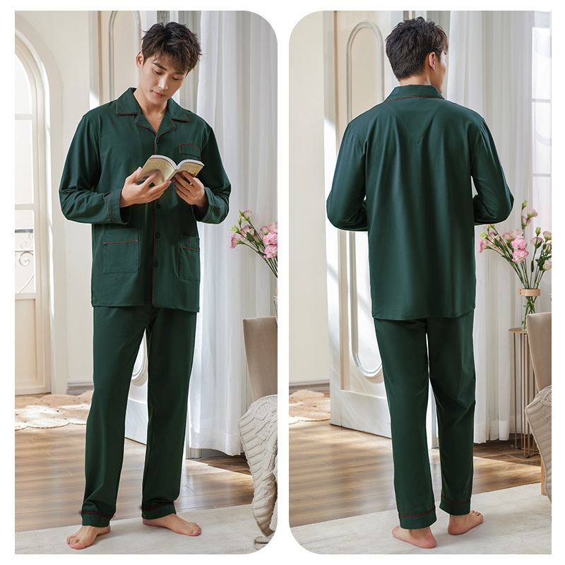 Pijamas de los hombres de primavera y otoño 100% algodón manga larga más tamaño desgaste del hogar Otoño e Invierno traje de algodón fino