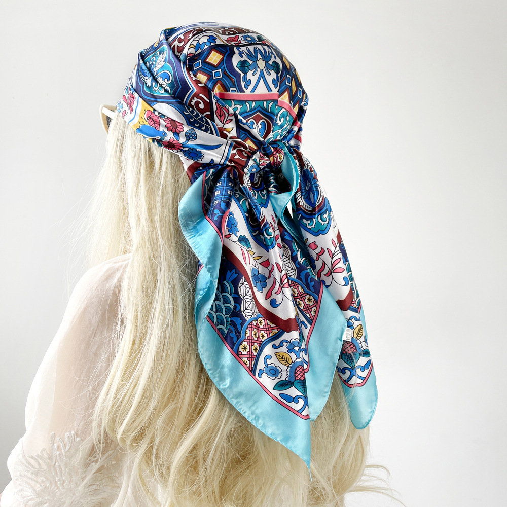 100g Weight Silk Scarf Classification Holiday, Daily Occasion Polyester Material Geometric Pattern Spring&Summer Season Women's Gender Elegant, Vintage Style Style Women's Elegant Vintage Style Geometric Polyester Silk Scarf 3