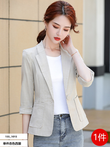 Small suit jacket women's summer thin summer 2023 new short short three-quarter sleeve linen suit summer