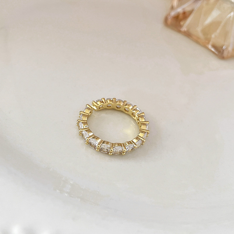 real gold plated gold color series open-end zircon ring fashionable temperamental all-match index finger ring light luxury high-grade jewelry