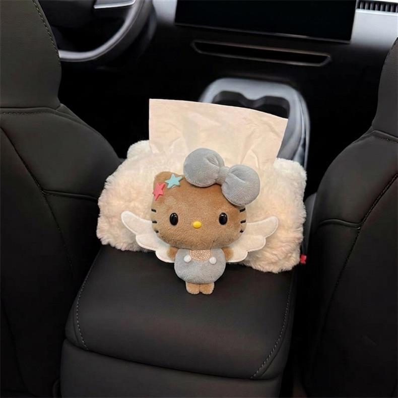 Creative and cute car tissue box, KT in-car tissue holder, car tissue pack, armrest box, car tissue cover
