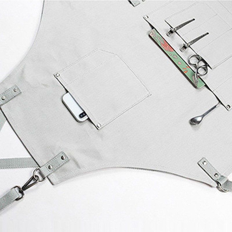 Lienzo delantal logotipo personalizado restaurante artista floral peluquería cafetería trajes delantal al por mayor personalizado