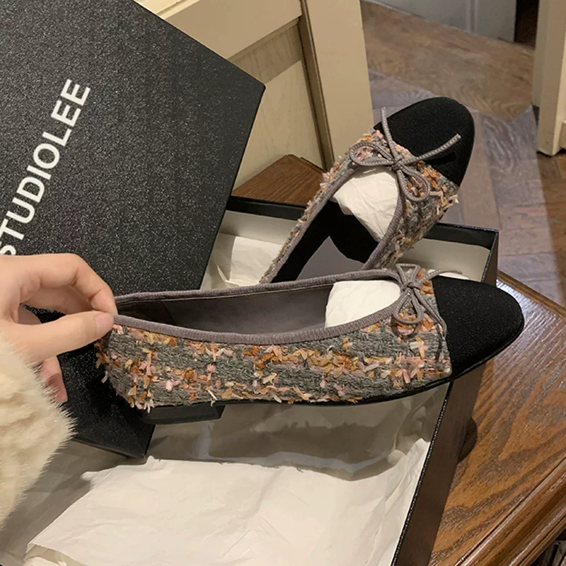 Балетки, обувь с бантом, в стиле Chanel, французский стиль, коллекция 2023