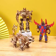 3D three-dimensional DIY mecha puzzle adult and children educational wooden robot model handmade toy laser puzzle board