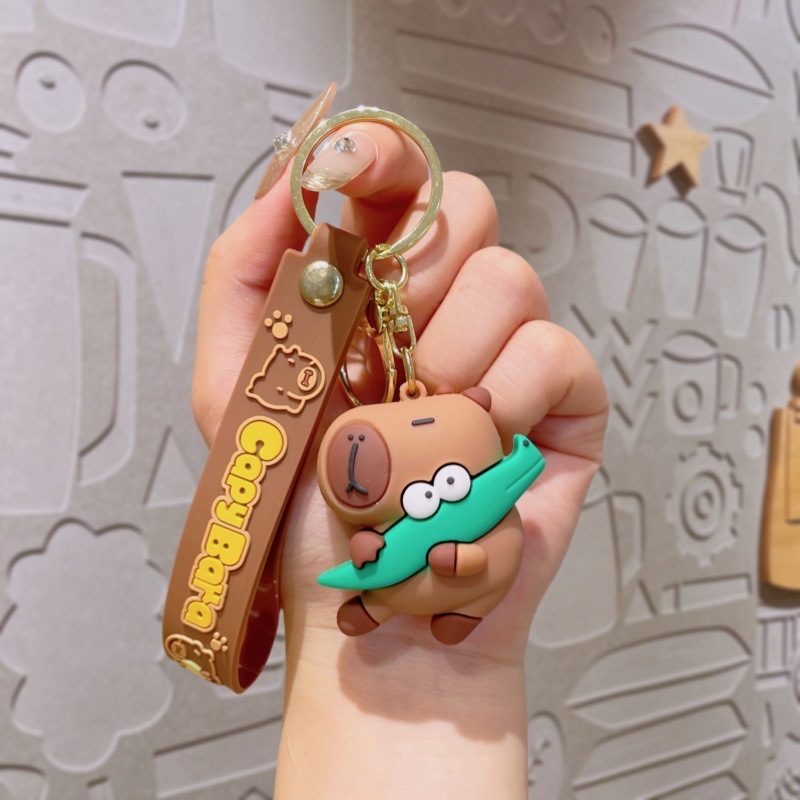 ハンバーガーカピバラクリエイティブ小さなギフトキーホルダー PVC ソフトラバーバッグカピバラキーホルダーペンダント人形|undefined