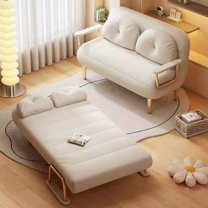 Cloud Foldable Sofa Bed Sofa Retractable Home Dual-Purpose Small Apartment Double Living Room Balcony Cream Multi-Function