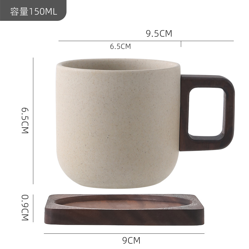 Taza de café de cerámica gruesa de arcilla, hogar chino, pequeño y exquisito café con leche, taza de agua de cerámica mate, diseño retro de nicho