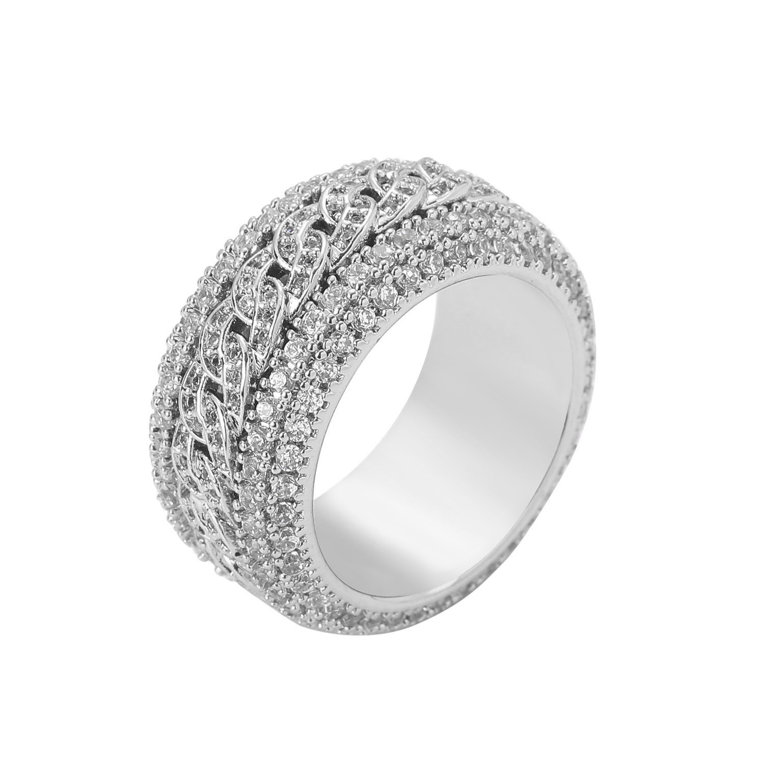 Anillo de Hip-Hop Europeo y Americano para Hombre, Anillo Giratorio Cubano con Microincrustaciones de Circonio, Anillo Moderno para Hombre Chapado en Oro Real