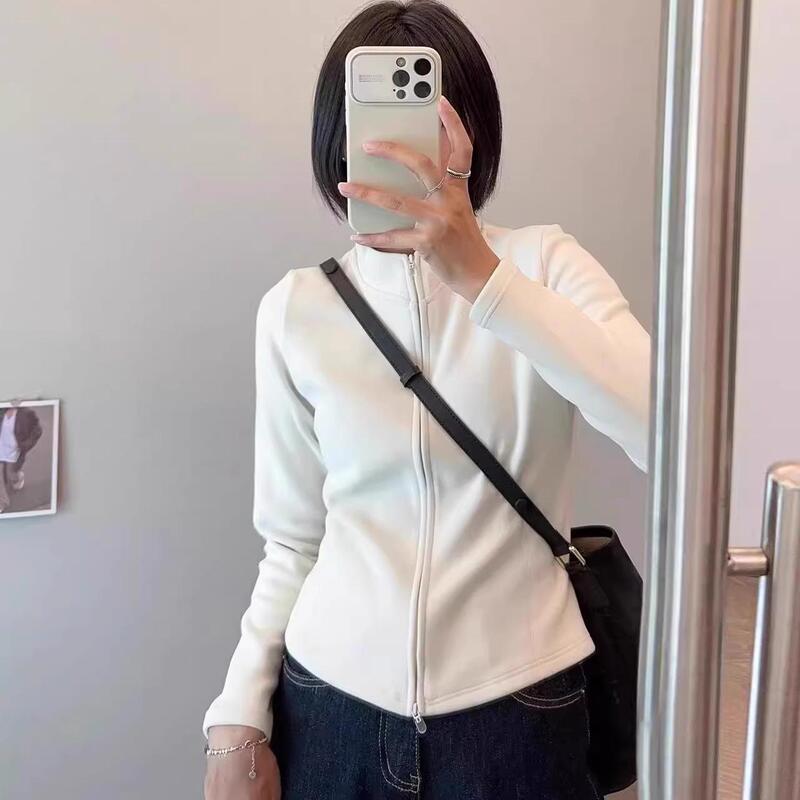 专柜撤回～剪标专柜超显身材！小蛮腰细腻德绒双拉链卫衣外套女|undefined