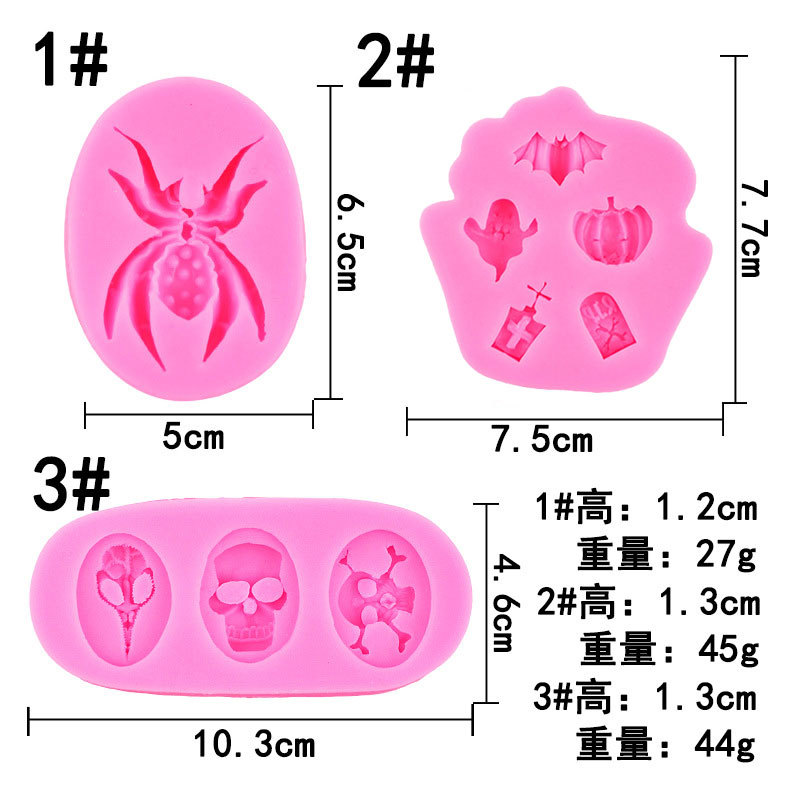DIY epoxi fondant calabaza bat araña cráneo molde de silicona Halloween hornear pastel de chocolate Decoración
