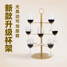 跨境欧式复古铁艺红酒杯架倒挂高脚杯架鸡尾酒树婚礼餐厅宴会杯架