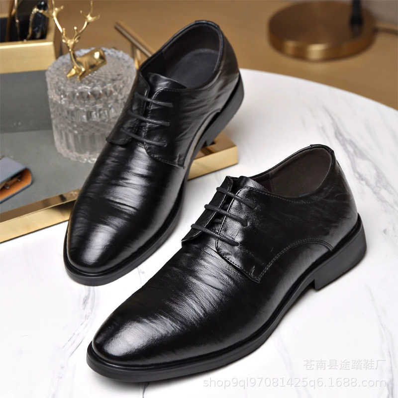 2025 джентльмен бизнес-костюмная английская кожаная обувь мужская повседневная мужская обувь молодежная шнуровая кожаная обувь оптовая продажа