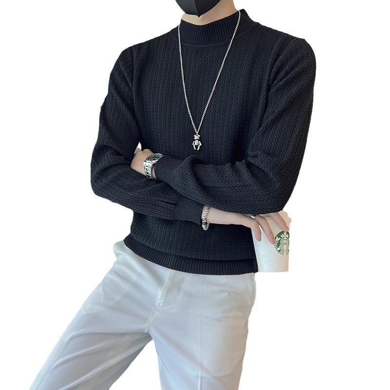 Demi-season solid color base Japanese trend knitted sweater for…