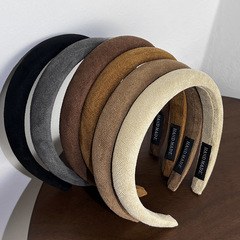 秋冬麂皮絨發箍氣質復古海綿高顱頭箍網紅法式窄邊純色韓國頭飾