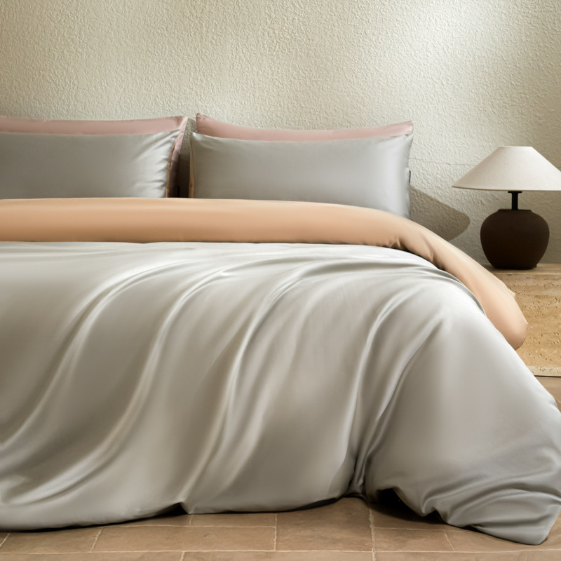 100 traje de cama de satén de algodón de fibra larga de cuatro piezas de algodón puro 2025 nuevo traje de tres piezas de funda de edredón de sábana de lujo ligero 4