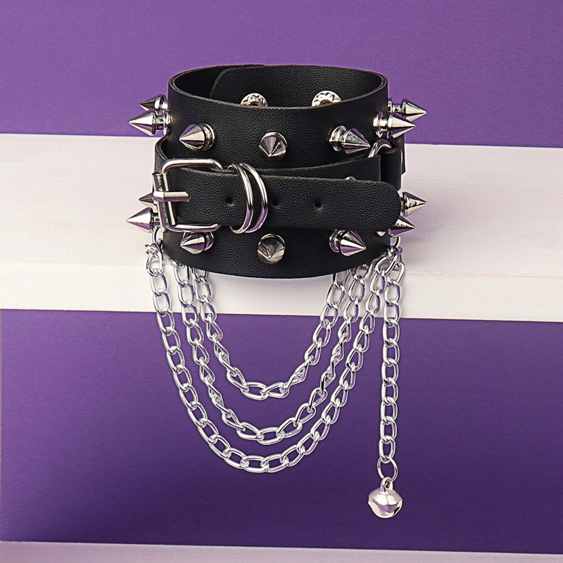 European and American Retro Rivets Punk Style Multi-Chain Bracelet Non-Mainstream Couple Leather Bracelet Pu Bracelet Jewelry