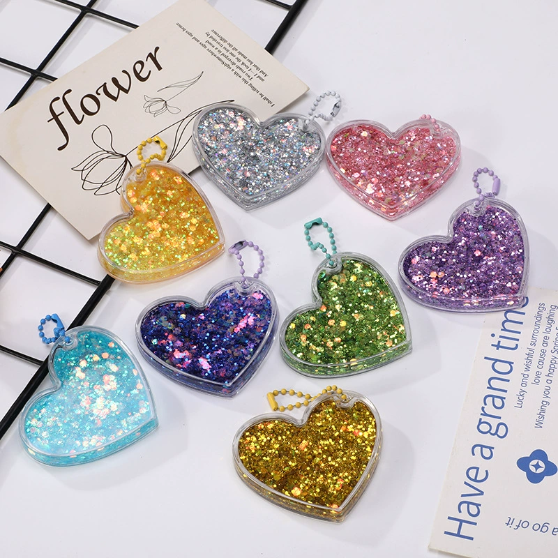 Креативный подарок в форме сердца, акриловый жидкий песок, персиковое сердце, детский DIY Guka, кирпичный масляный кулон, маленький орнамент