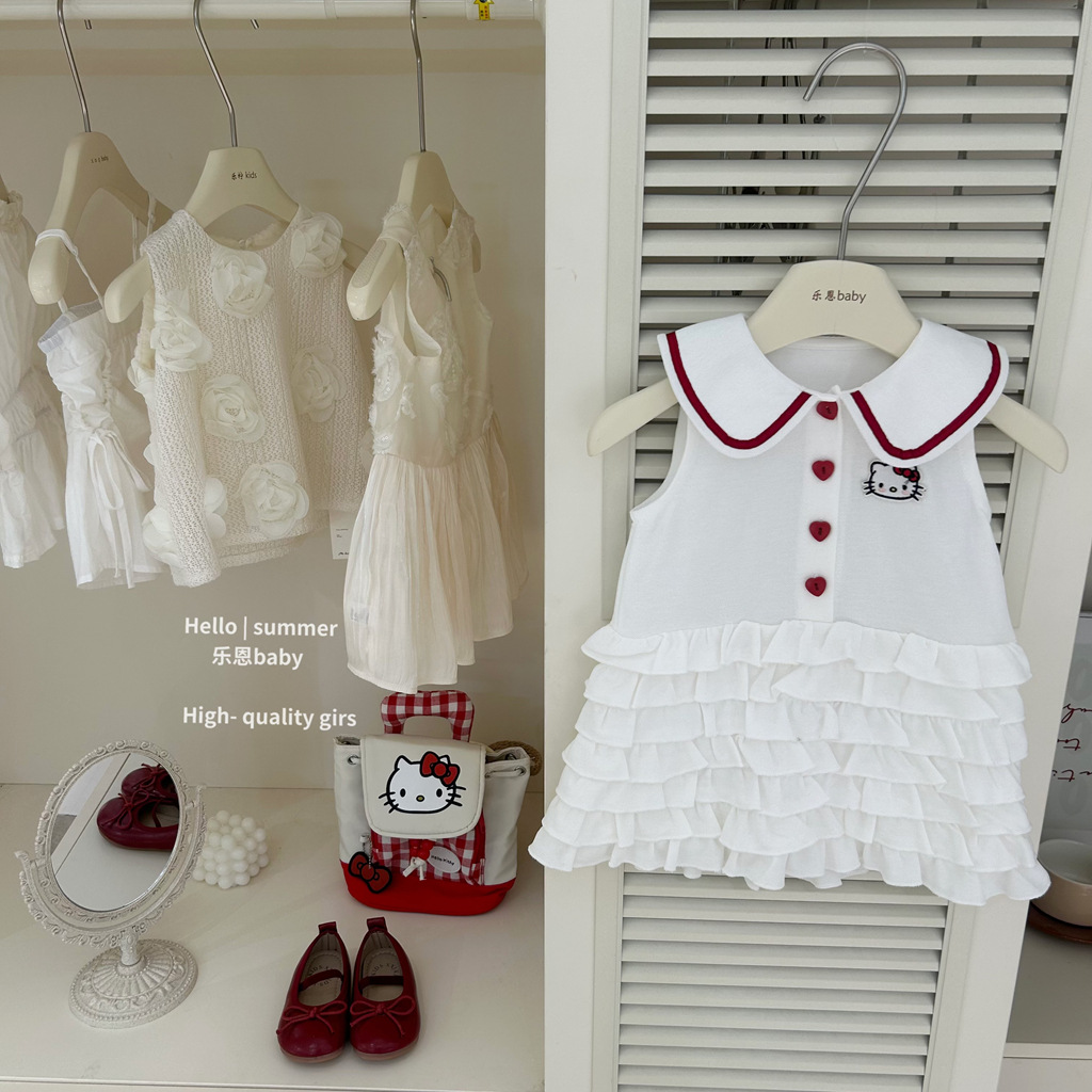 [Le En baby] Vestido de niña Falda de pastel de verano Estilo princesa Bebé Estilo occidental Lindo chaleco Falda delgada