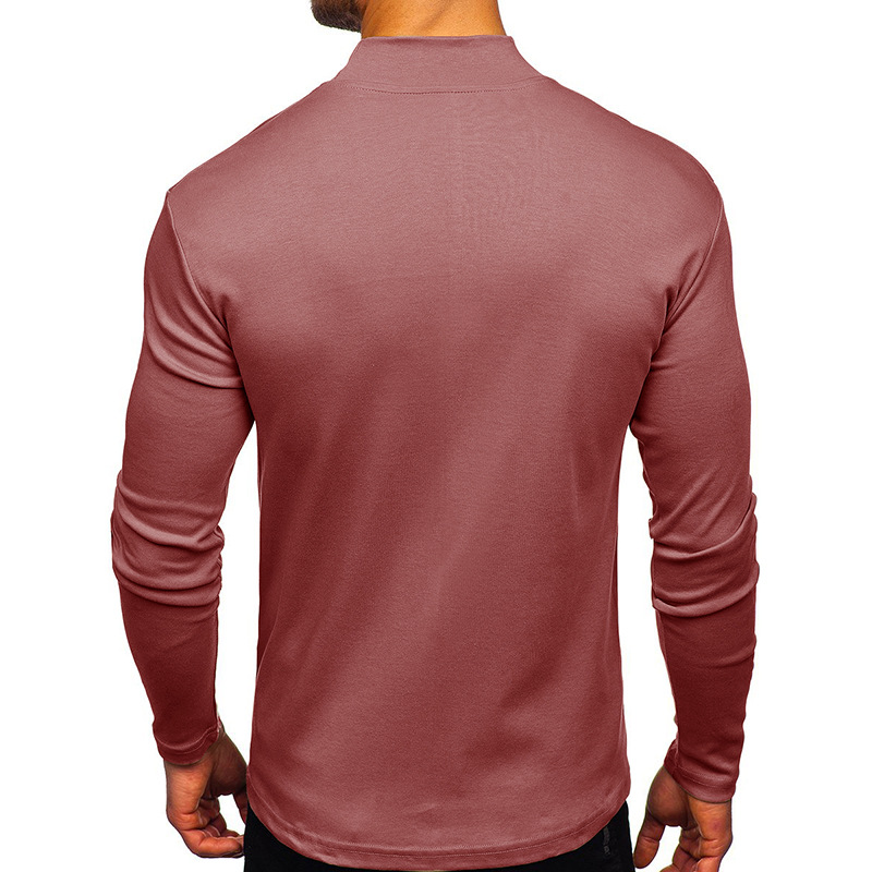 T-shirt à col roulé pour homme, vêtement printemps-automne, pull à manches longues, t-shirt slim fit_voghion.com