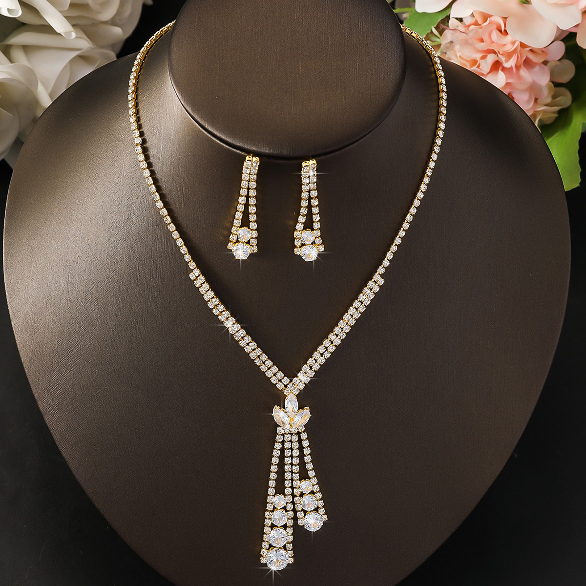 Flores europeas y estadounidenses llenas de diamantes collares de zirconio lujosos joyas de novia joyas de boda joyas de fiesta accesorios para mujeres image 3
