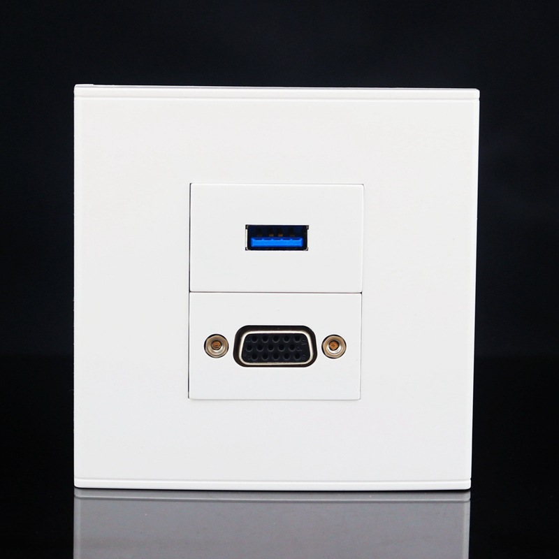 86型VGA直插+3.0USB直插面板多媒体投影仪电脑数据线传输墙壁插座