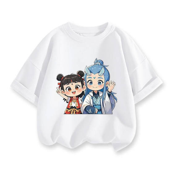 Children's Summer Nezha Ao C Short-sleeved Summer New CUHK Boys and Girls Jacket Half-sleeved Casual Cartoon Trendy