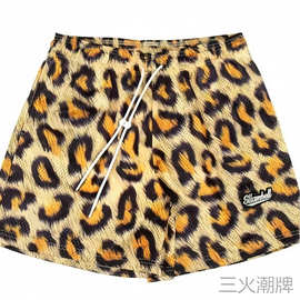 2025新款动物豹纹短裤男运动裤篮球美式网眼三四分裤宽松潮流夏季