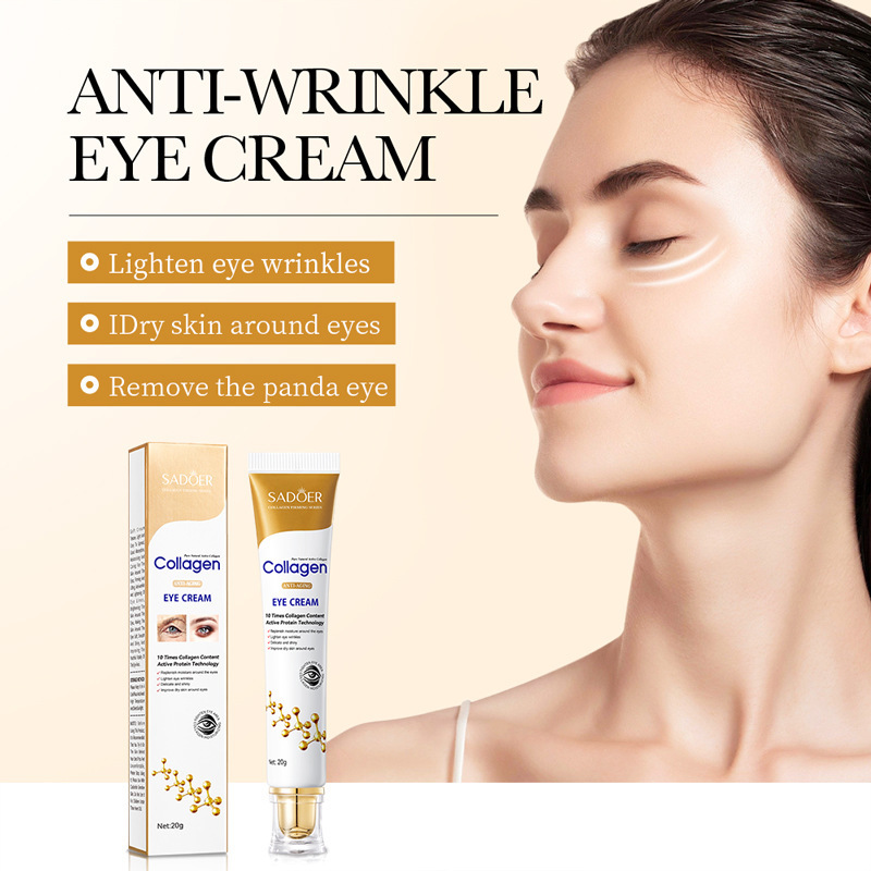 Cross-Border Collagen Anti-Wrinkle Eye Cream 20g Sadoer Lightens Fine Lines, Tightens and Reduces Puffiness, Foreign Trade Skin Care Products Wholesale