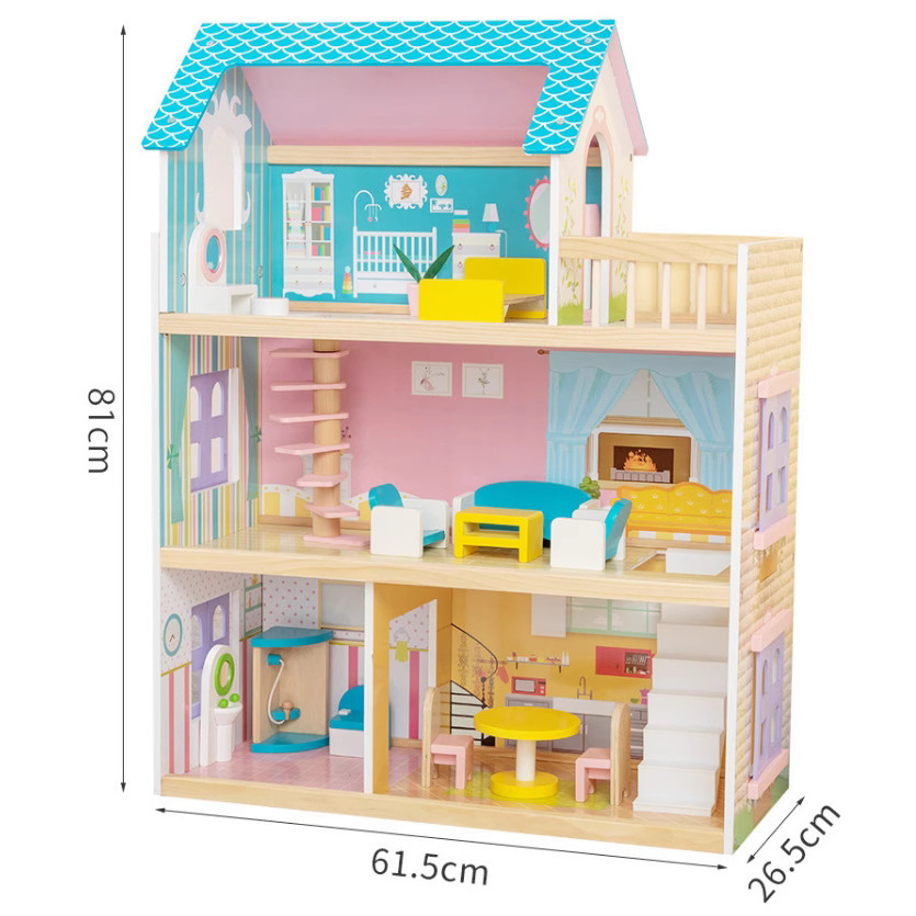 Niños bricolaje madera gran princesa villa castillo casa de muñecas simulación casa de madera muebles de habitación jugar a la casa juguetes