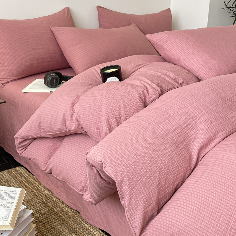 Classe A algodón puro sin impresión de aire cuatro piezas de ropa de cama de algodón lavable, cama de cama de algodón dormitorio de estudiantes de tres piezas