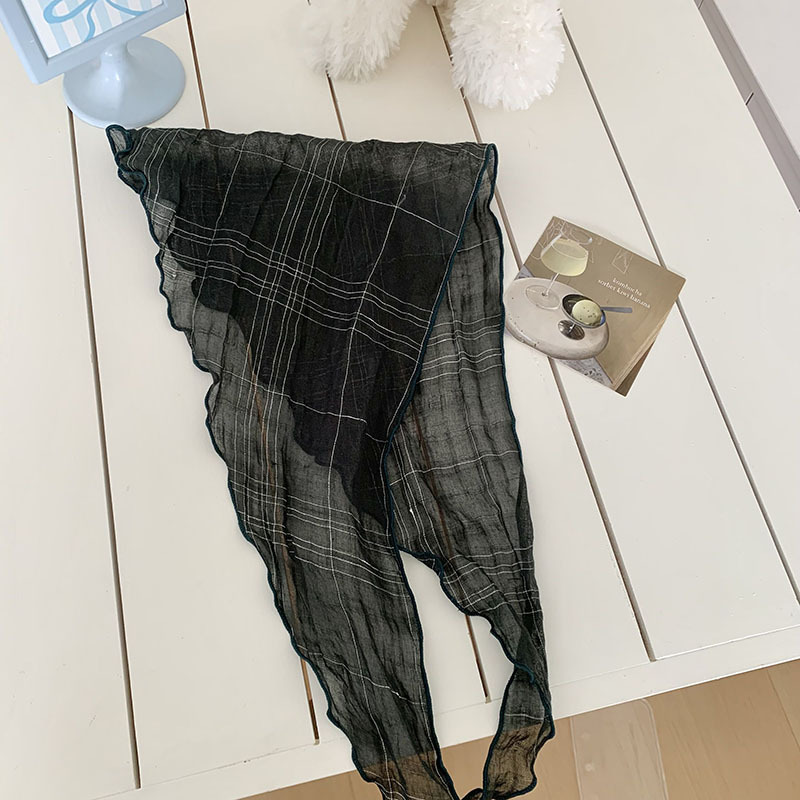 Bufanda triangular, babero, pliegues literarios femeninos, bufanda decorativa transpirable, pañuelo a cuadros de todo fósforo, accesorios para el cabello pastoral femenino de verano, cinturón para el cabello