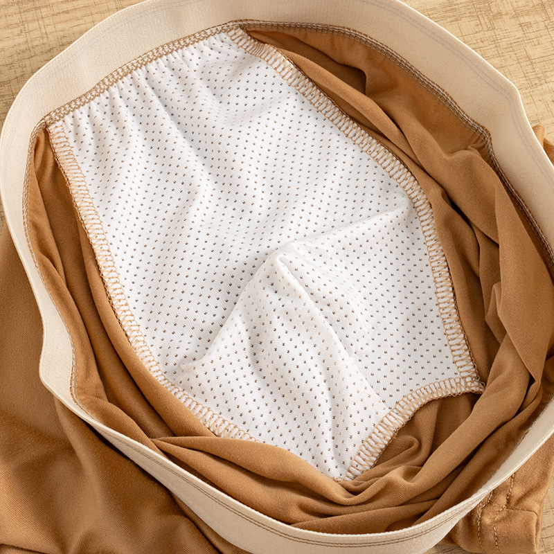 Verano 2025 nueva ropa interior masculina antibacteriana y transpirable de clase 7A color sólido, suelta y cómoda, más grasa y ropa interior masculina