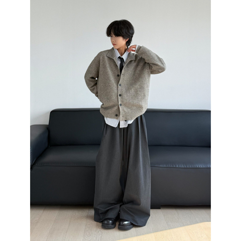 Spring New Japanese Retro Old Money Style Men's Stand Collar Knit Cardigan Jacket, Solid Color, Simple and Versatile, Lazy Sweater Spring New Japanese Retro Old Money Style Men's Stand Collar Knit Cardigan Jacket, Solid Color, Simple and Versatile, Lazy Sweater