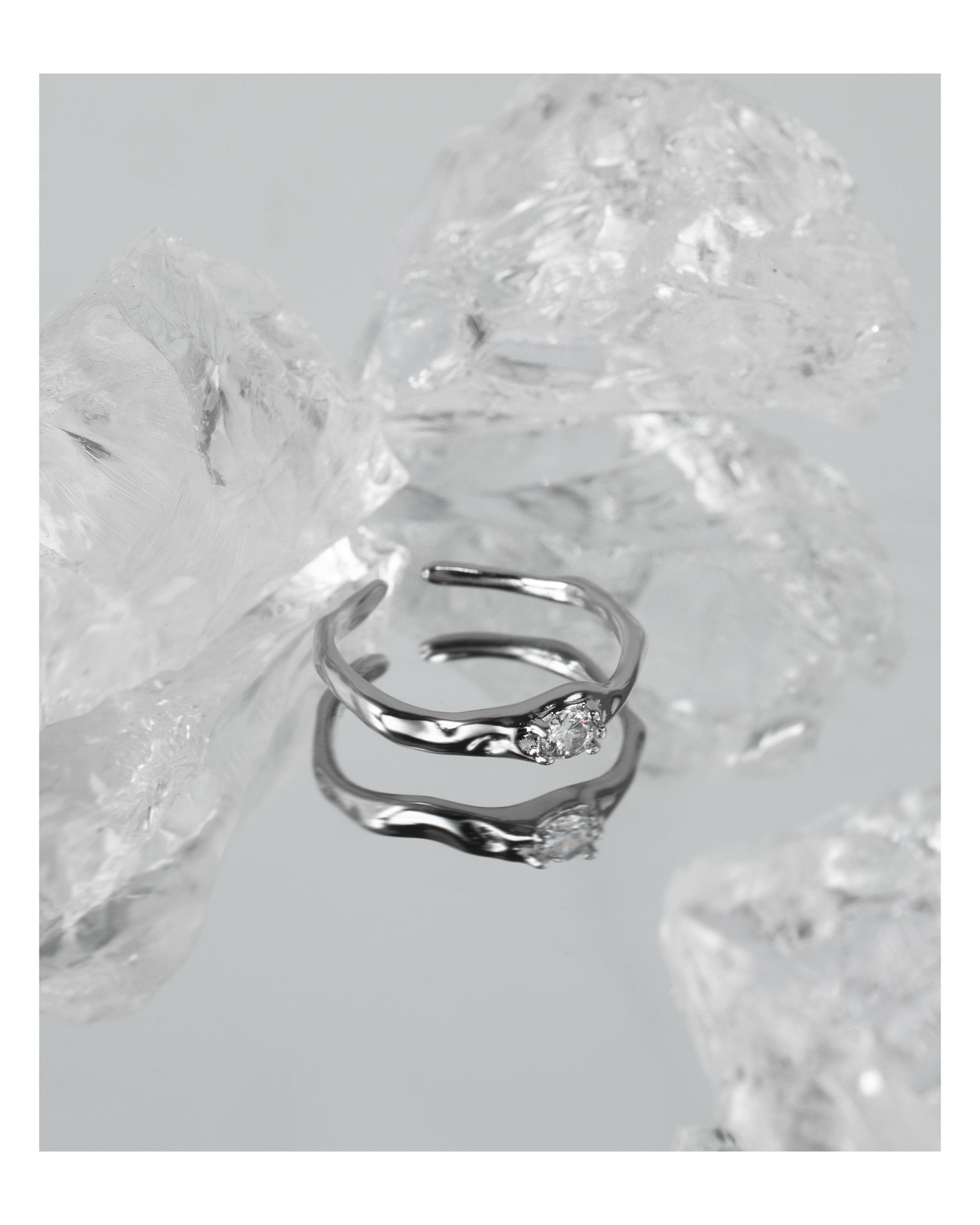 Simple Style Geometric Copper Plating Zircon Open Ring