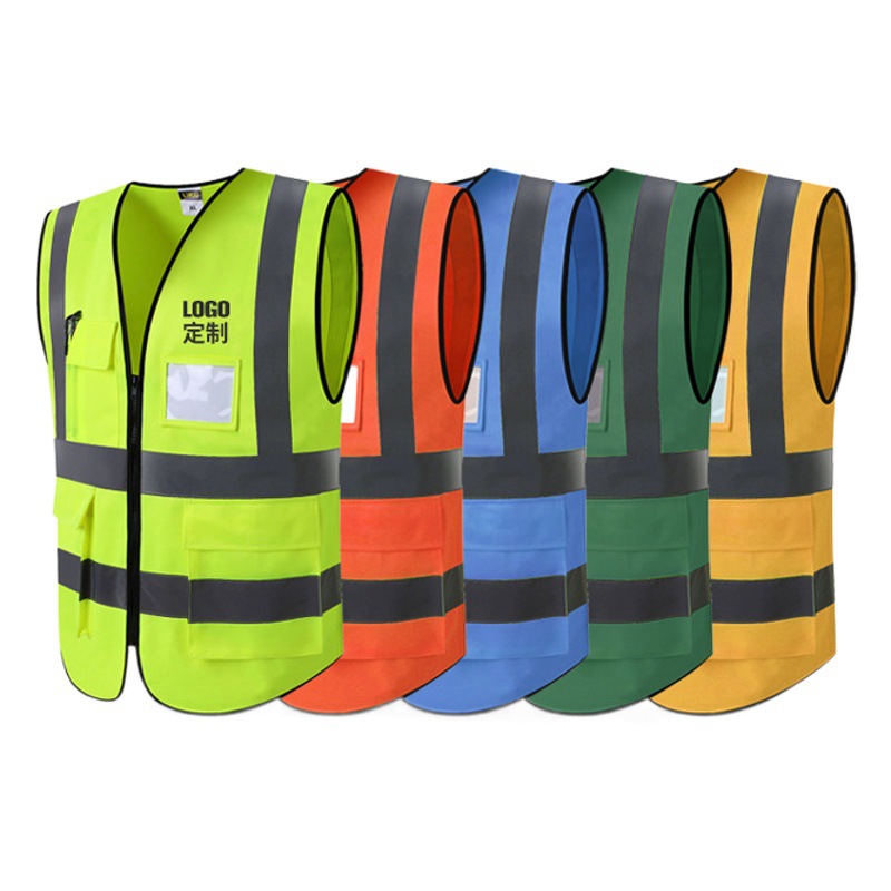 LIKAI chaleco reflectante de ingeniería chaleco fluorescente multi-Bolsillo tráfico seguridad vial ropa protectora imprimible