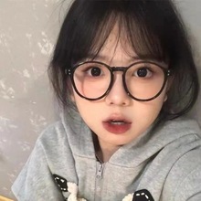 复古圆框豹纹眼镜框网红大框素颜神器方脸大脸显瘦平镜女款无度数