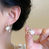 7 # Silver knotted bow pearl earrings