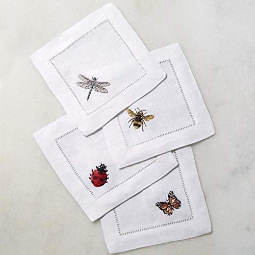 Customizado bordado coctel servillas de tela mano dibujada almohadilla de almohadilla de algodón transfronteriza boca de tela perforada esquina costura borde almohadilla de taza