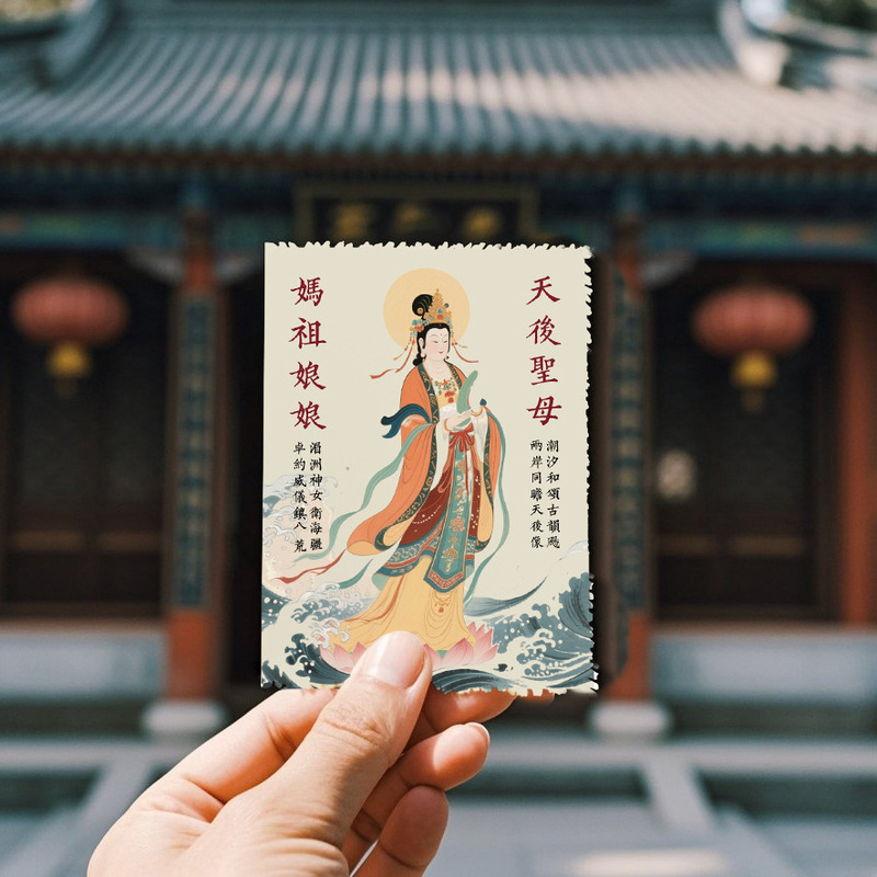 妈祖開韵手工创意贴逢考必过招财桃花好运连连文创中国风手机贴纸|undefined