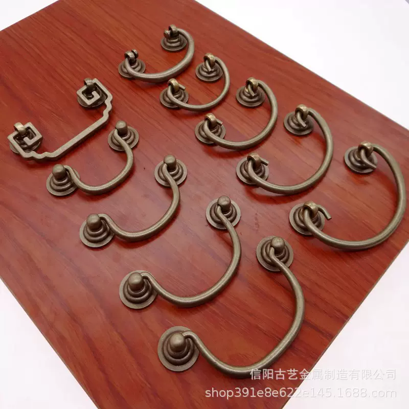 铜拉手柜门黄铜抽屉拉手铜把手新中式仿古复古樟木箱五金配件提手