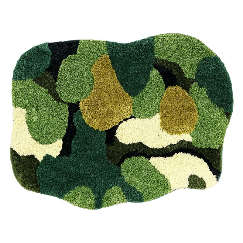 Transfronterizo nueva alfombra verde musgo bosque de forma especial de tres capas de lana de alta estructura alfombra de baño alfombra antideslizante absorbente