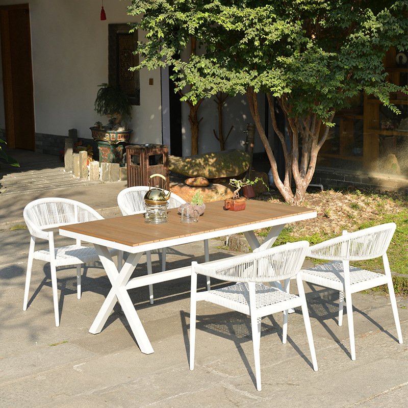 Outdoor table and chair, Nordic rattan chair set, hotel balcony garden leisure table and chair, outdoor rattan woven table and chair set