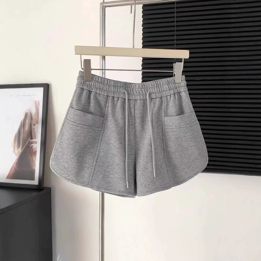 Летние шорты для отдыха, брюки, высокая талия, oversize, для подростков, на шнурке, свободный прямой фасон